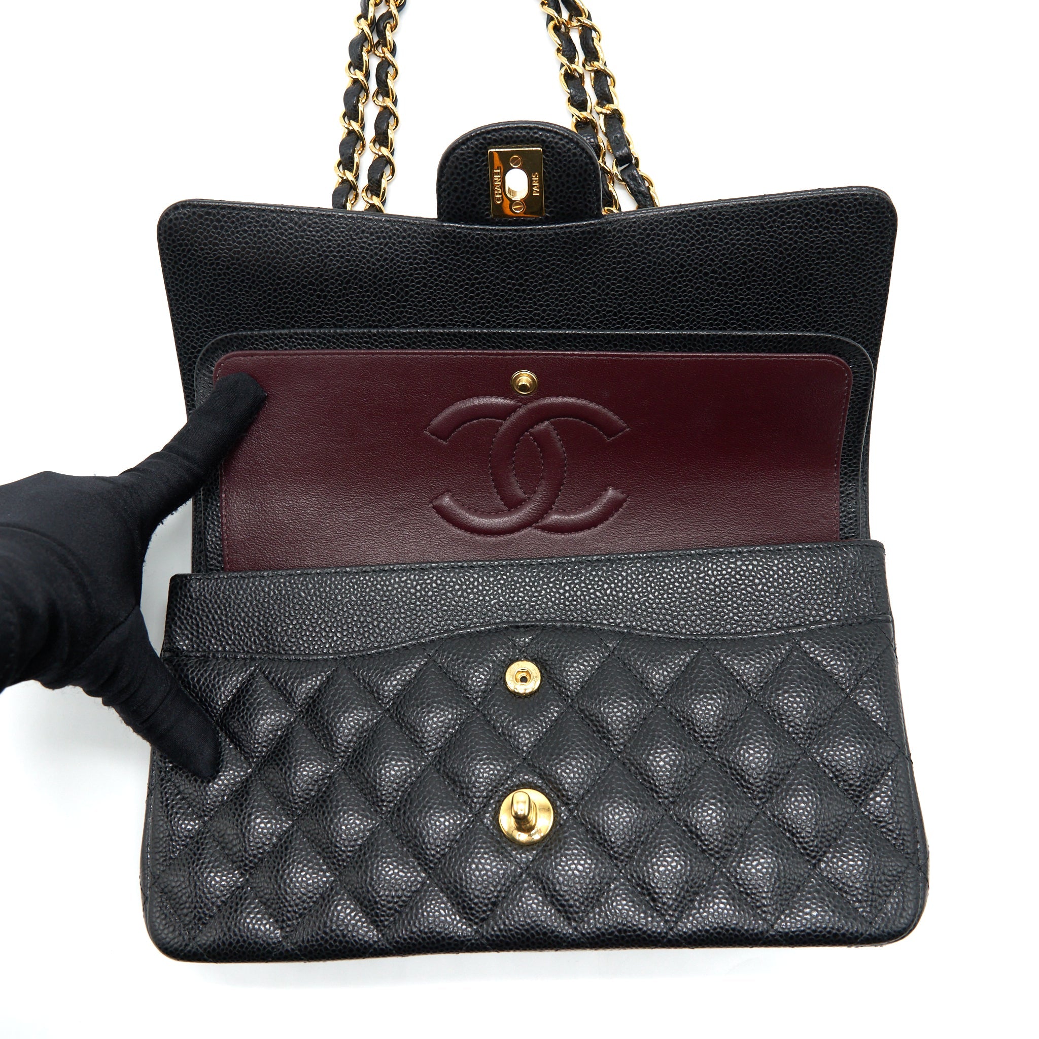 CHANEL CLASSIC DOUBLE FLAP BAG CAVIAR BLACK GHW