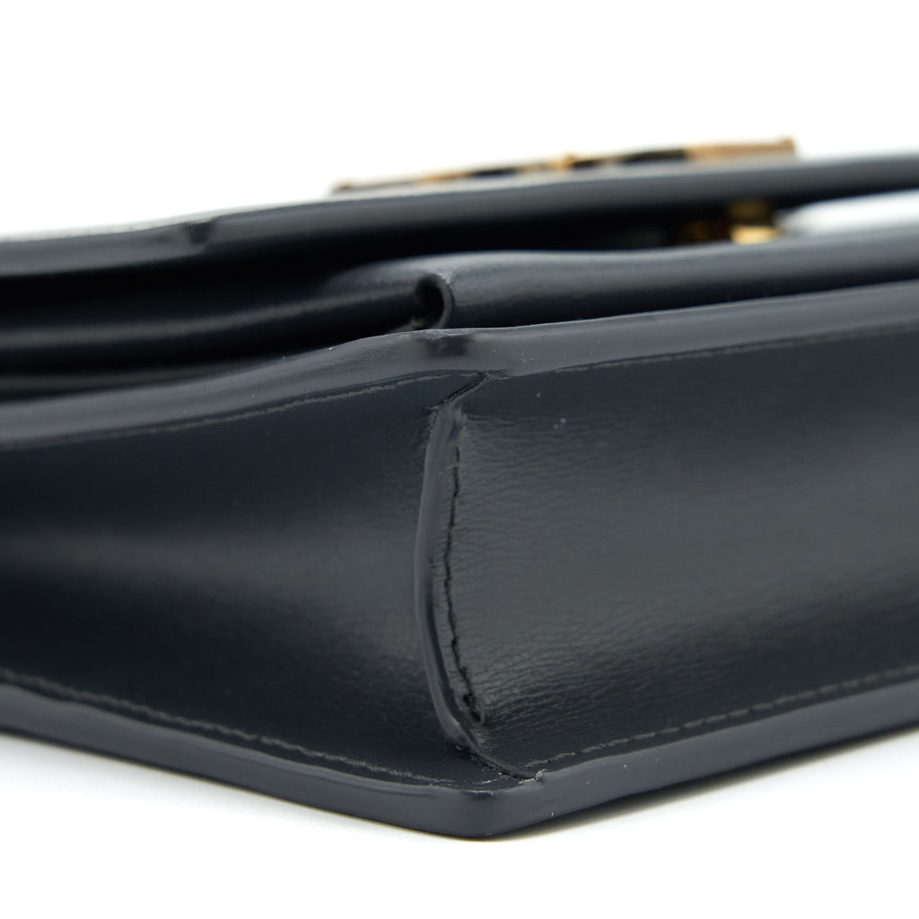 SAINT LAURENT SUNSET CHAIN WALLET CALFSKIN NOIR GHW