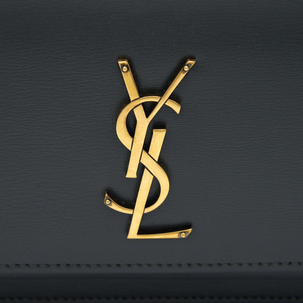 SAINT LAURENT SUNSET CHAIN WALLET CALFSKIN NOIR GHW