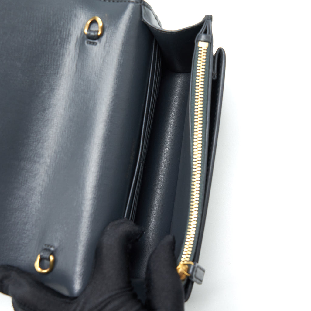 SAINT LAURENT SUNSET CHAIN WALLET CALFSKIN NOIR GHW