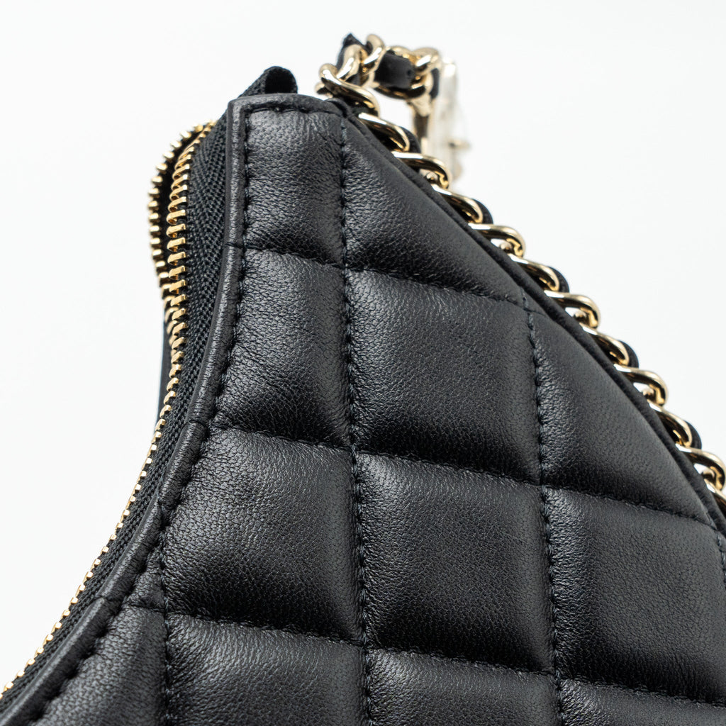 CHANEL SMALL MOON HOBO BAG LAMBSKIN BLACK LGHW (MICROCHIP)