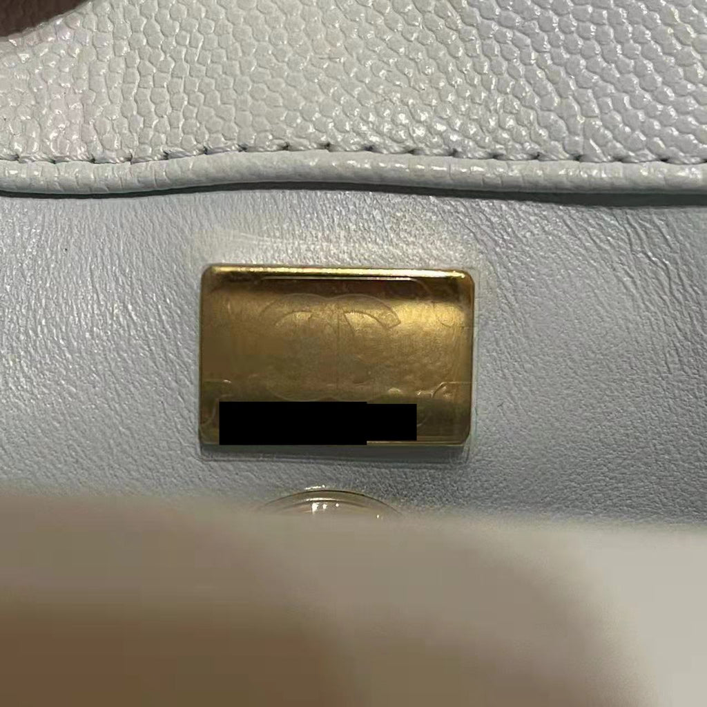 CHANEL 21K BABY BLUE COCO HANDLE SMALL (OLD MINI) 24CM LGHW (MICROCHIP)