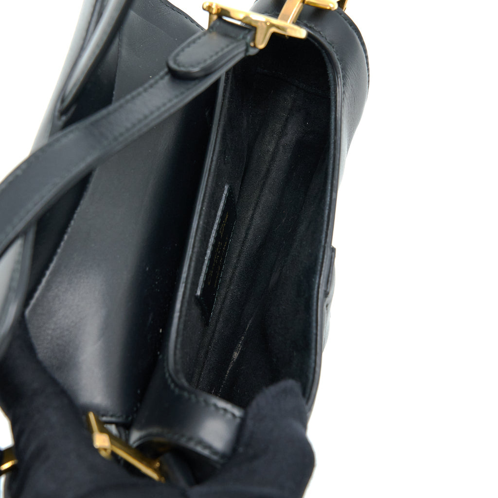 DIOR SMALL SADDLE BAG CALFSKIN BLACK GHW