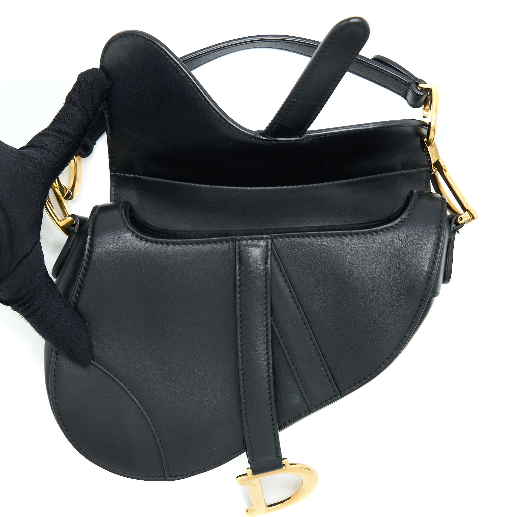 DIOR SMALL SADDLE BAG CALFSKIN BLACK GHW