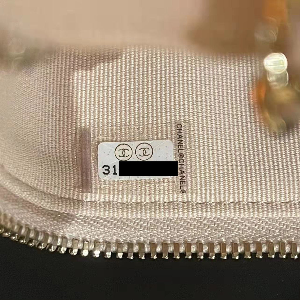CHANEL 22C LONG VANITY WITH CHAIN CAVIAR BEIGE LGHW