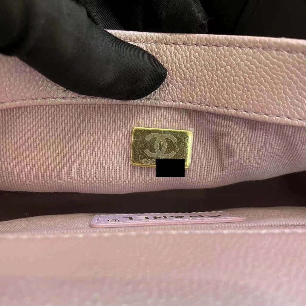 CHANEL 21K MY PERFECT MINI FLAP BAG CAVIAR PINK GHW (MICROCHIP)