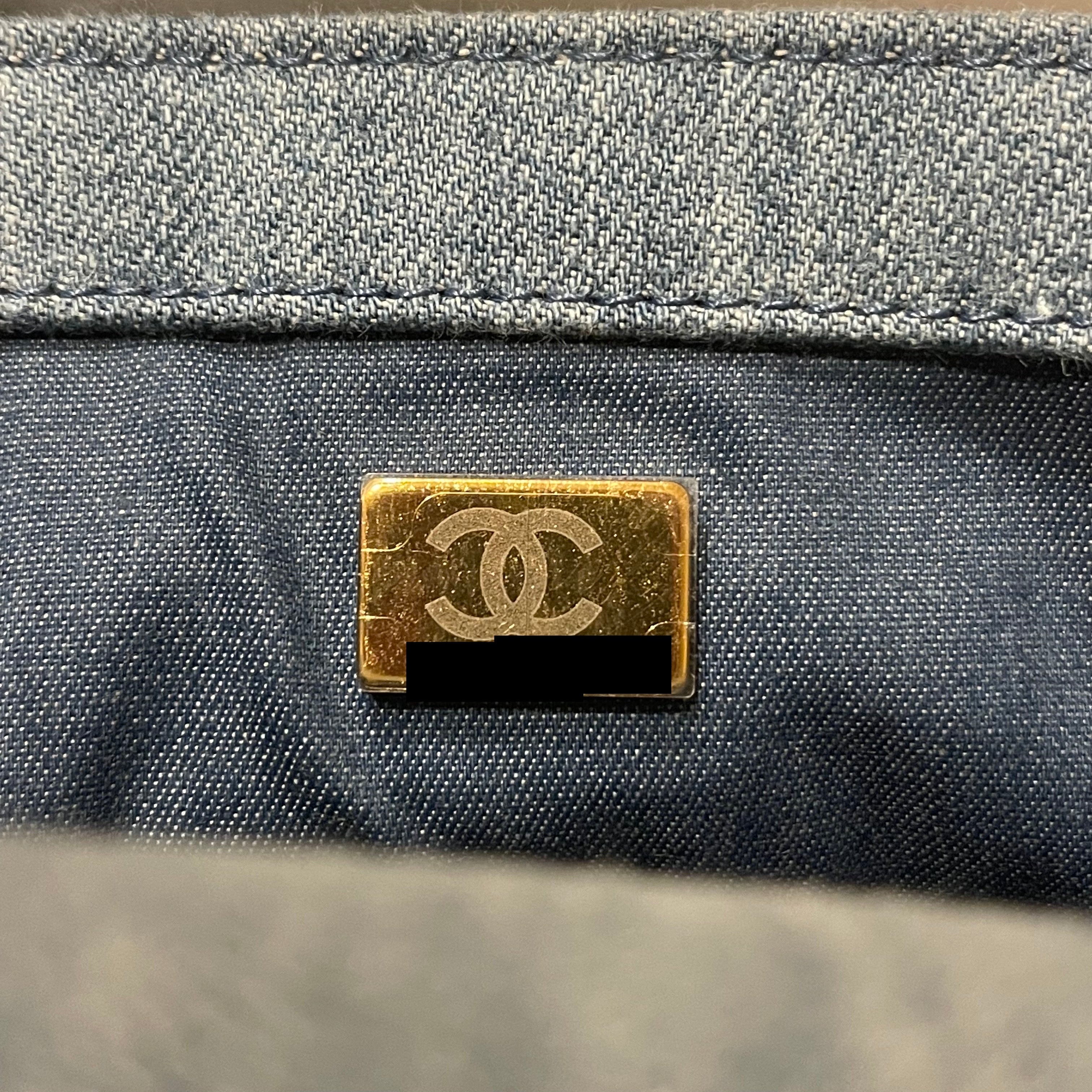 CHANEL 22C DENIM PEARL CRUSH MINI SQUARE FLAP BAG