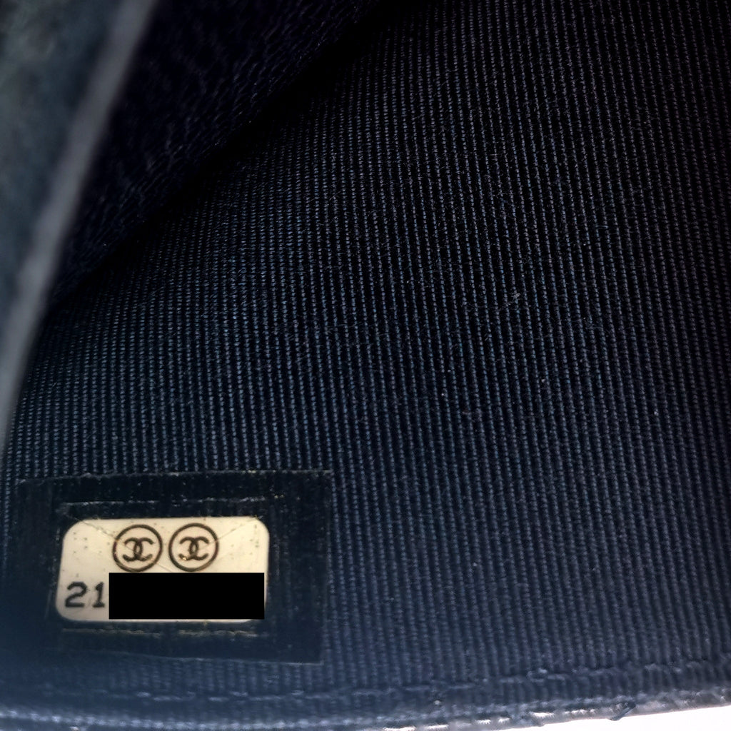CHANEL CLASSIC WALLET ON CHAIN CAVIAR NAVY RUTHENIUM HARDWARE