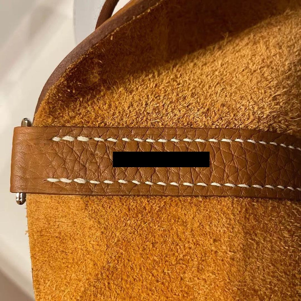 HERMES PICOTIN 22 LOCK BAG GOLD WITH BLUE BRUME HANDLE SHW