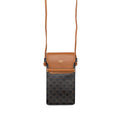 CELINE PHONE POUCH WITH FLAP TRIOMPHE CANVAS /LAMBSKIN TAN