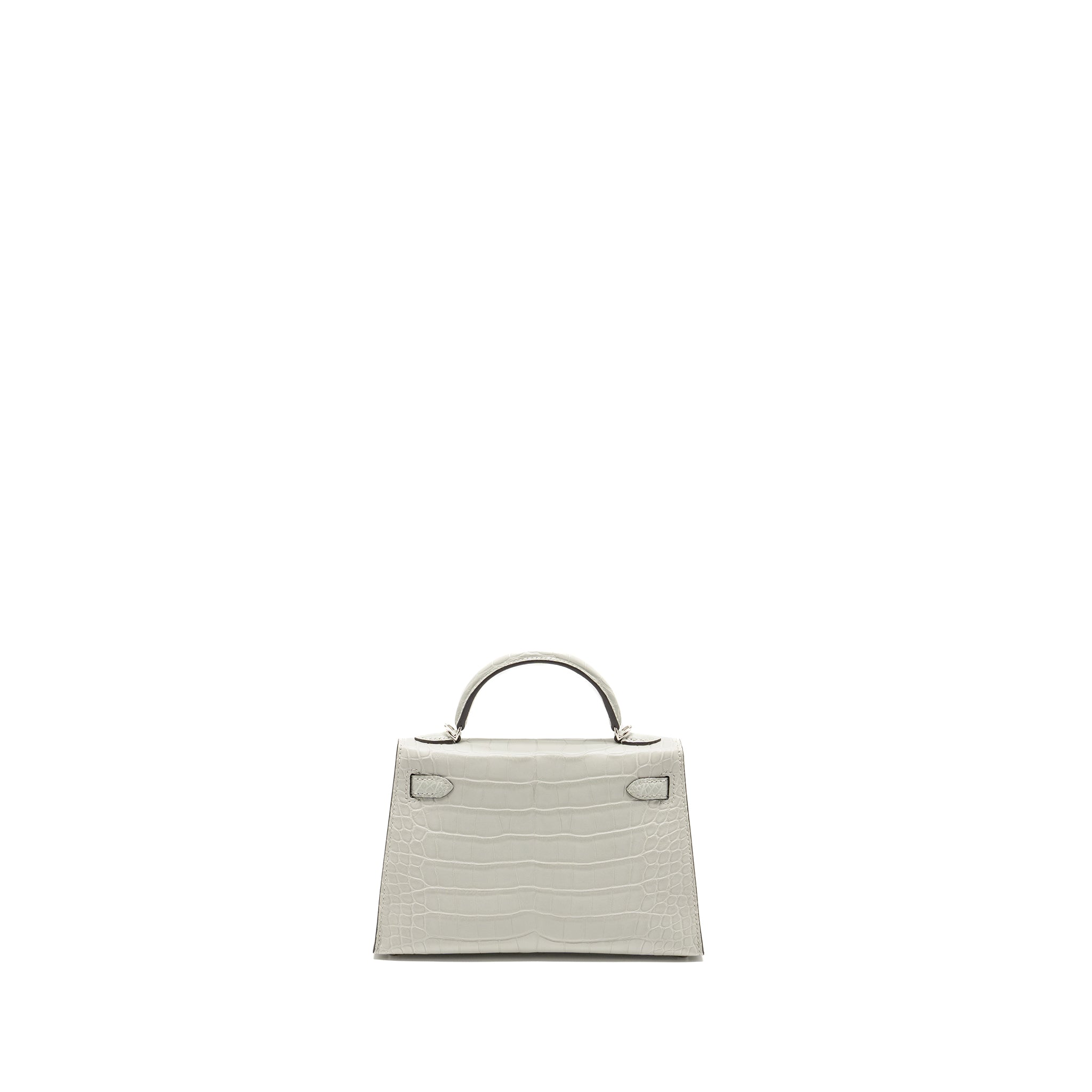 HERMES MINI KELLY II MATTE ALLIGATOR MISSISSIPPIENSIS 0W GRIS NEVE SHW
