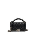 CHANEL TOP HANDLE BOY BAG LIMITED EDITION GRAINED CALFSKIN BLACK RUTHENIUM SILVER HARDWARE
