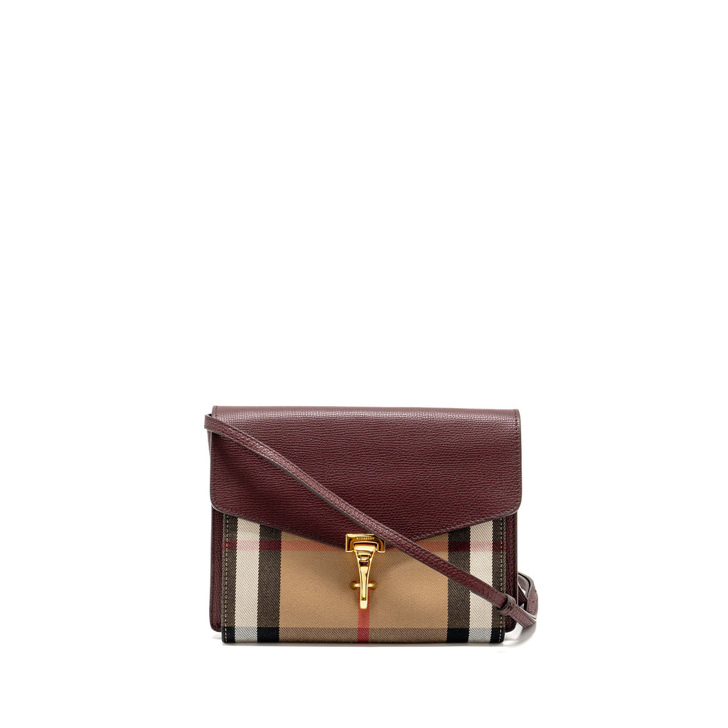 BURBERRY HOUSE CHECK CROSSBODY BAG CANVAS/ CALFSKIN LEATHER MULTICOLOUR BROWN GHW