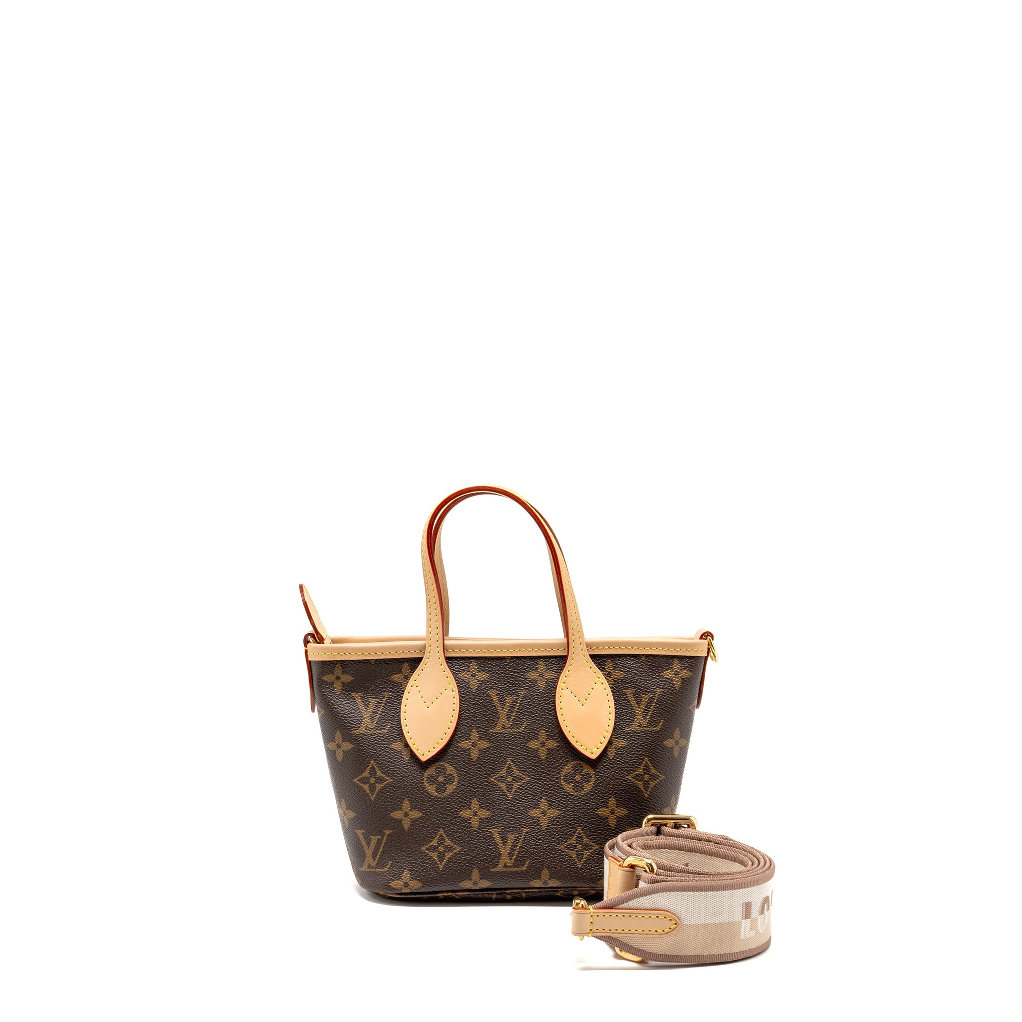 LOUIS VUITTON NEVERFULL BB BEIGE  STRAP MONOGRAM CANVAS GHW