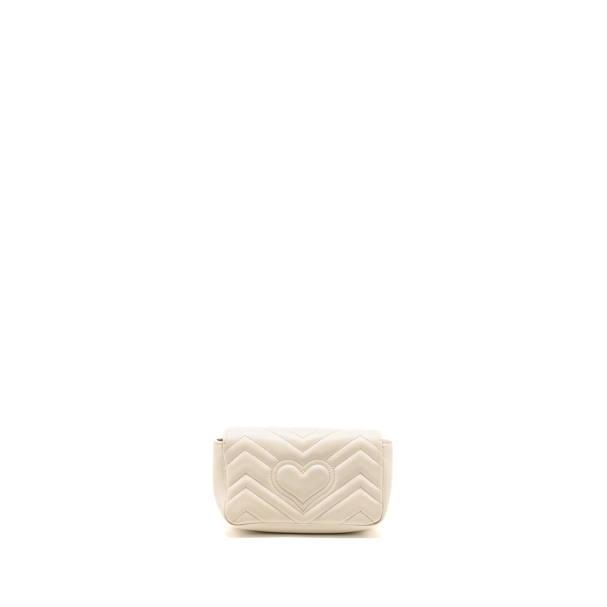 GUCCI GG MARMONT SUPER MINI CALFSKIN WHITE GHW