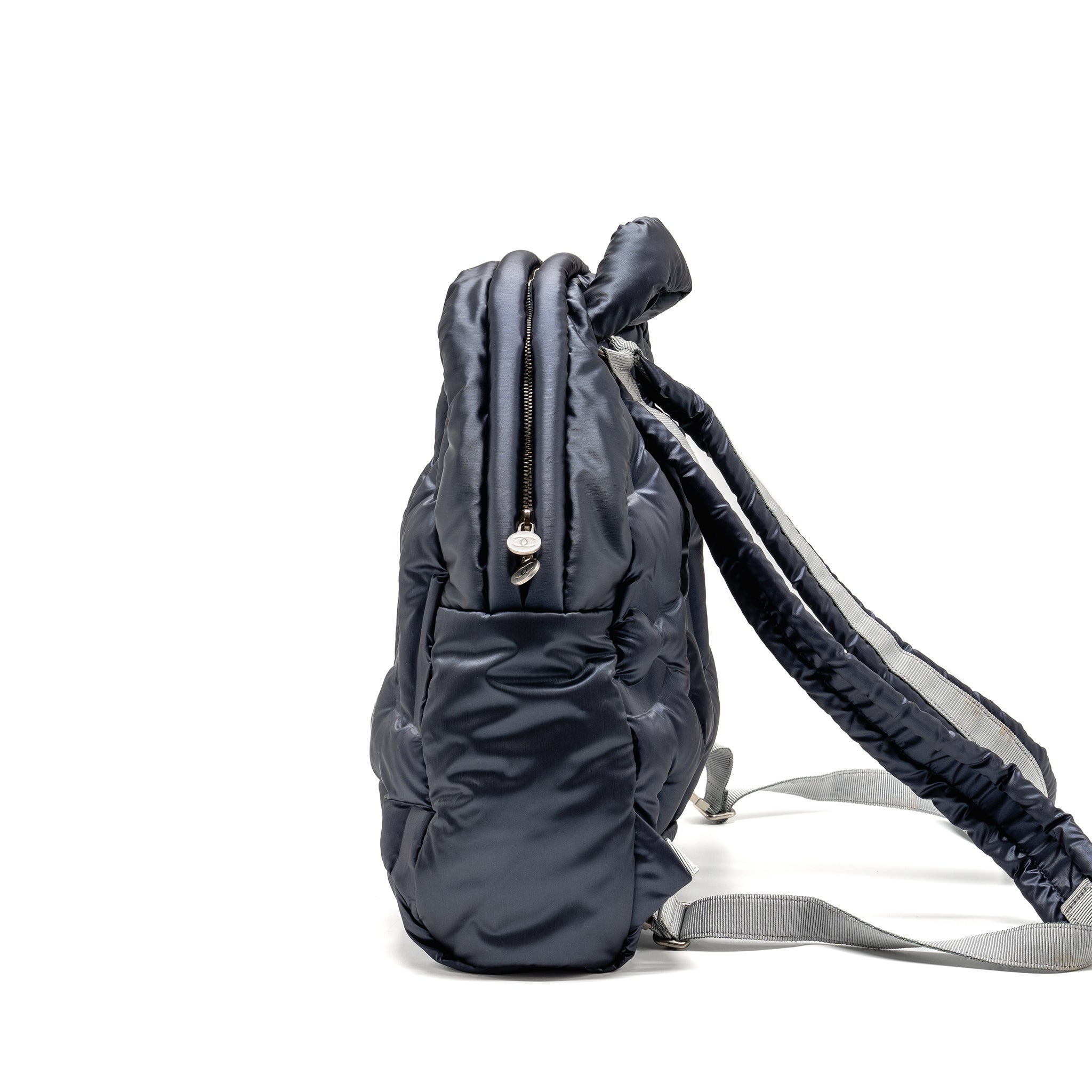 CHANEL DOUDONE PADDED BACKPACK NYLON DARK GREY SHW