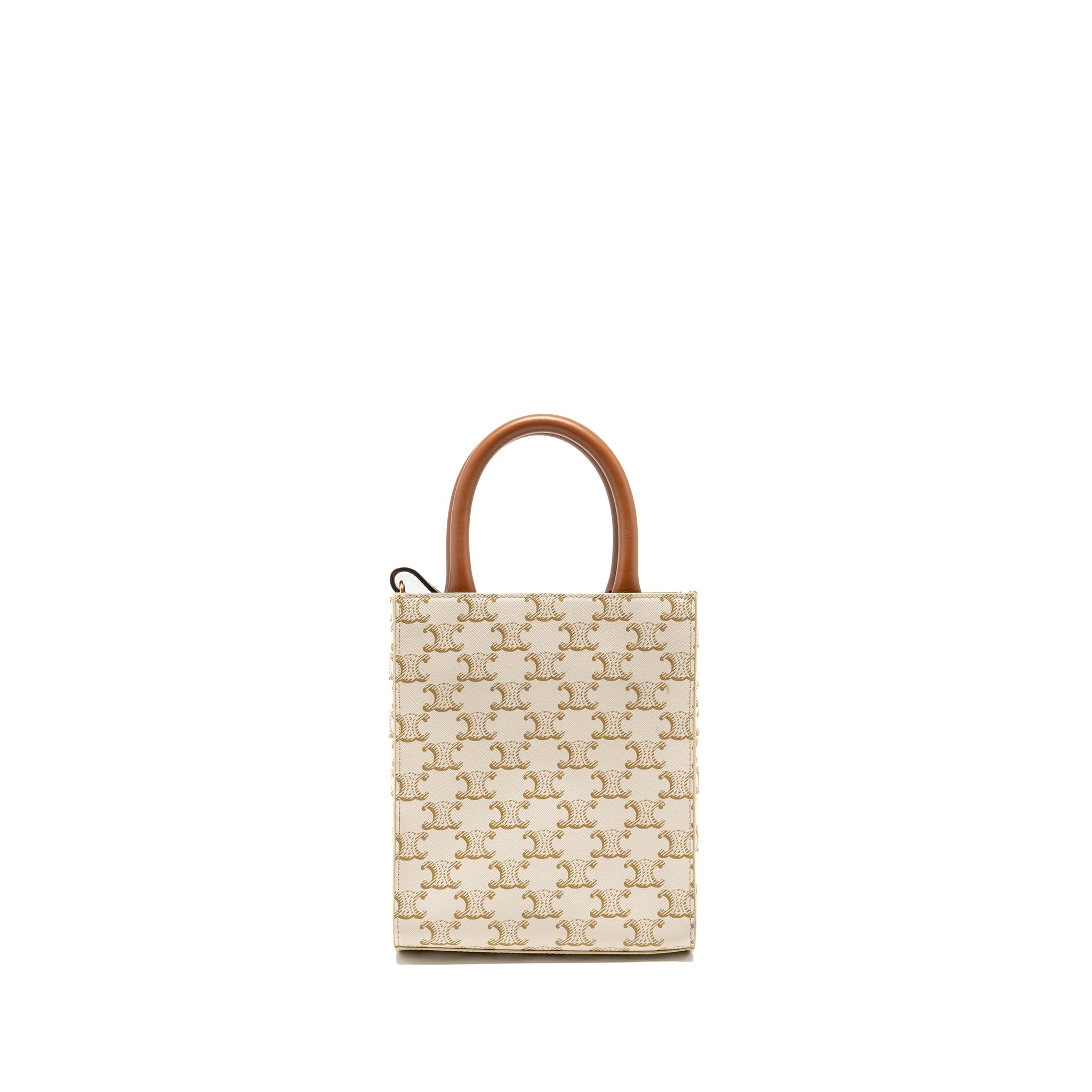 CELINE MINI VERTICAL CABAS TRIOMPHE CANVAS/CALFSKIN WHITE GHW