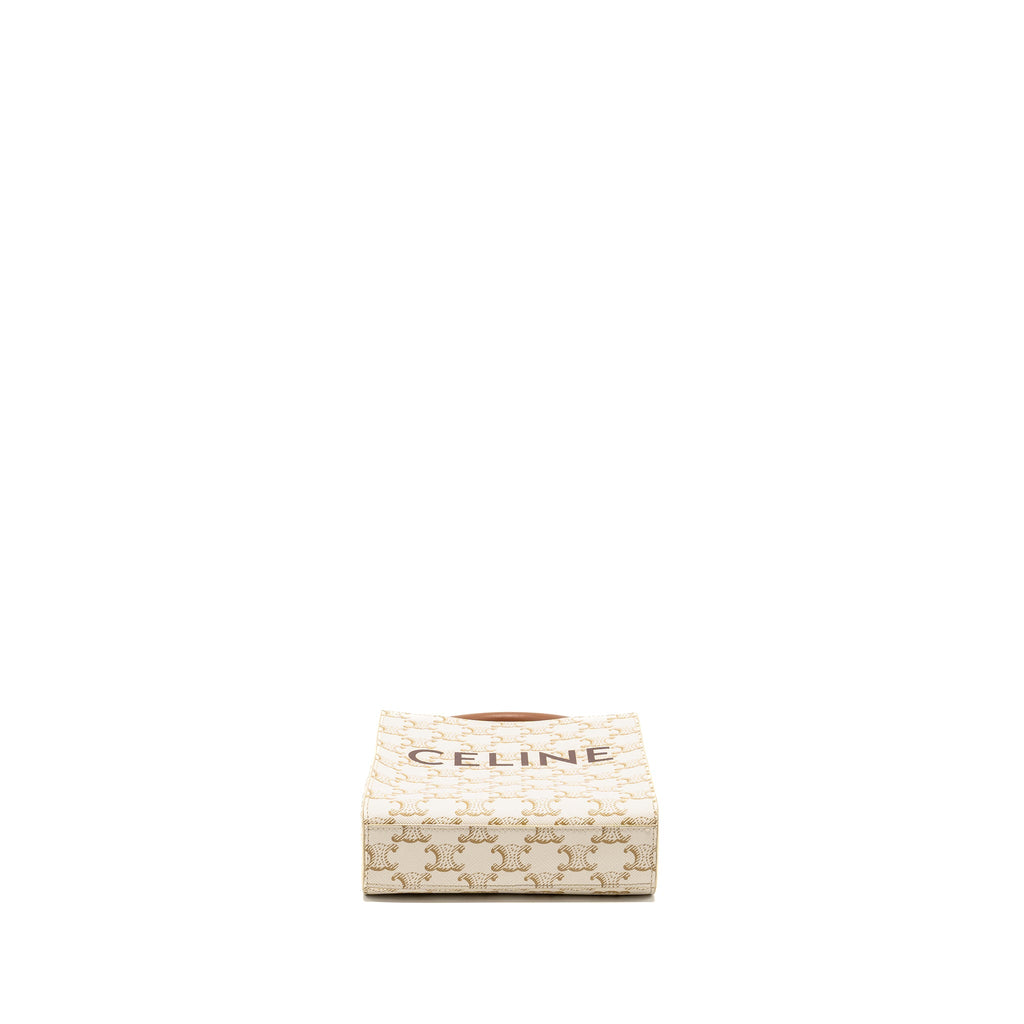 CELINE MINI VERTICAL CABAS TRIOMPHE CANVAS/CALFSKIN WHITE GHW
