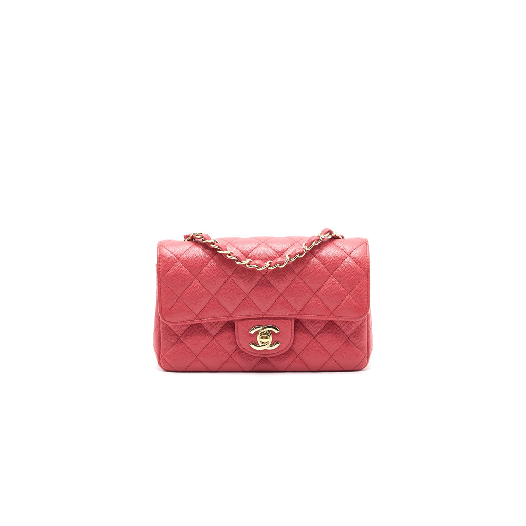 CHANEL MINI RECTANGULAR CAVIER 17C CORAL PINK LGHW