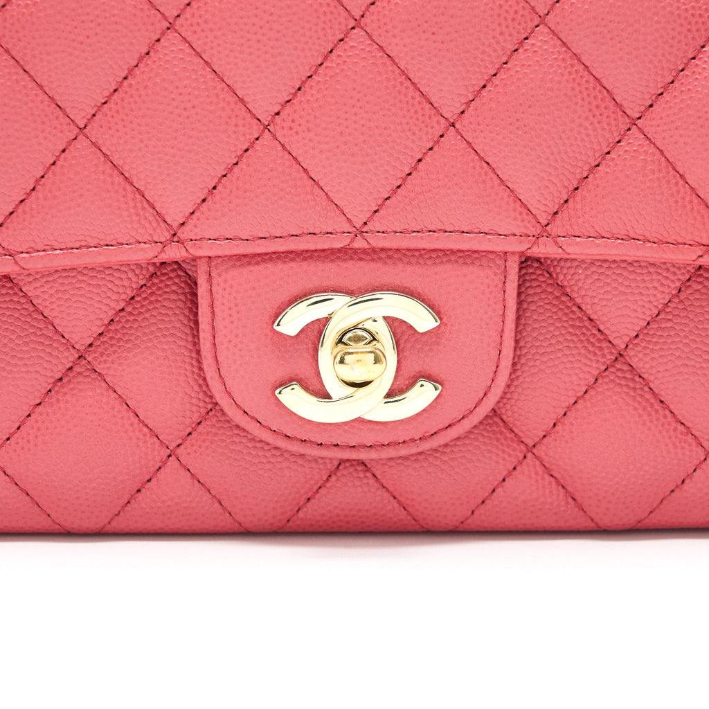 CHANEL MINI RECTANGULAR CAVIER 17C CORAL PINK LGHW