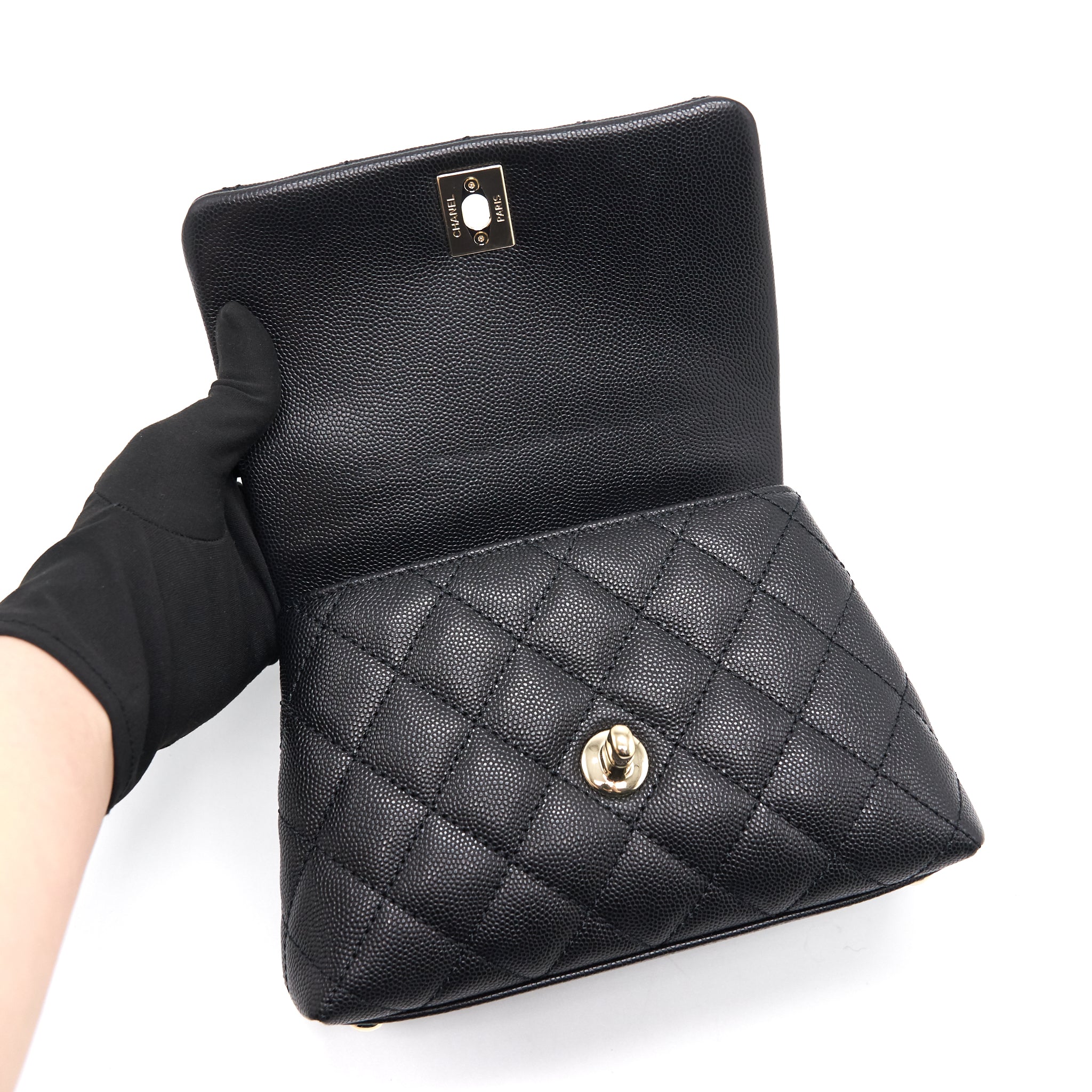 CHANEL COCO HANDLE EXTRA MINI BLACK LGHW SERIAL30