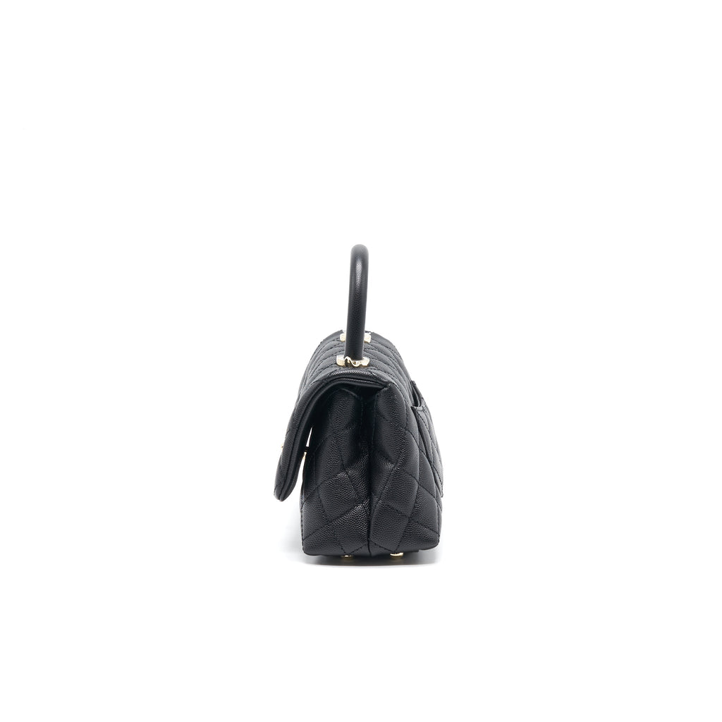 CHANEL EXTRA MINI COCO HANDLE FLAP BAG BLACK LGHW