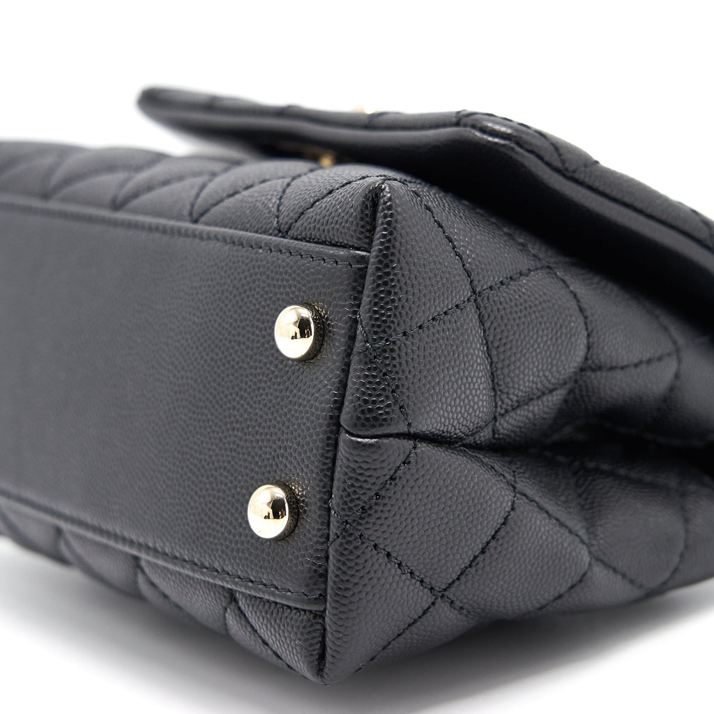 CHANEL EXTRA MINI COCO HANDLE FLAP BAG BLACK LGHW