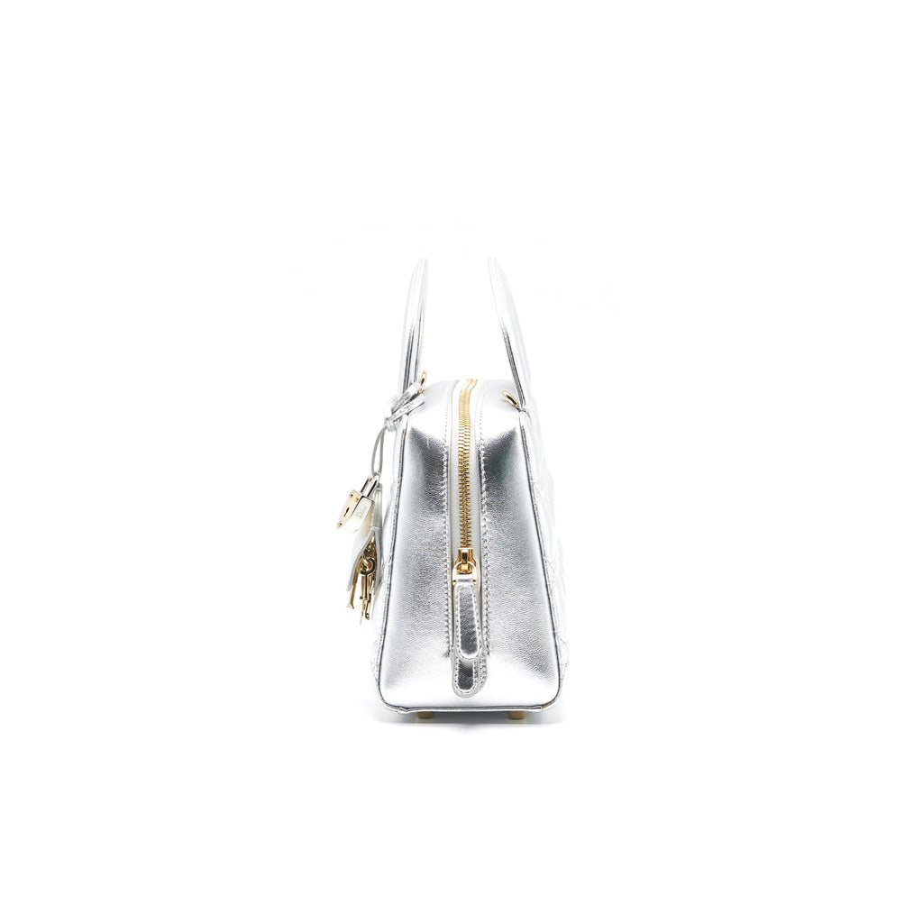 DIOR SMALL LILY TOTE SILVER LAMBSKIN GHW