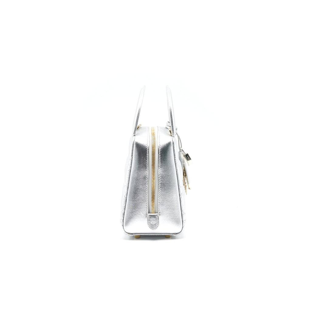 DIOR SMALL LILY TOTE SILVER LAMBSKIN GHW