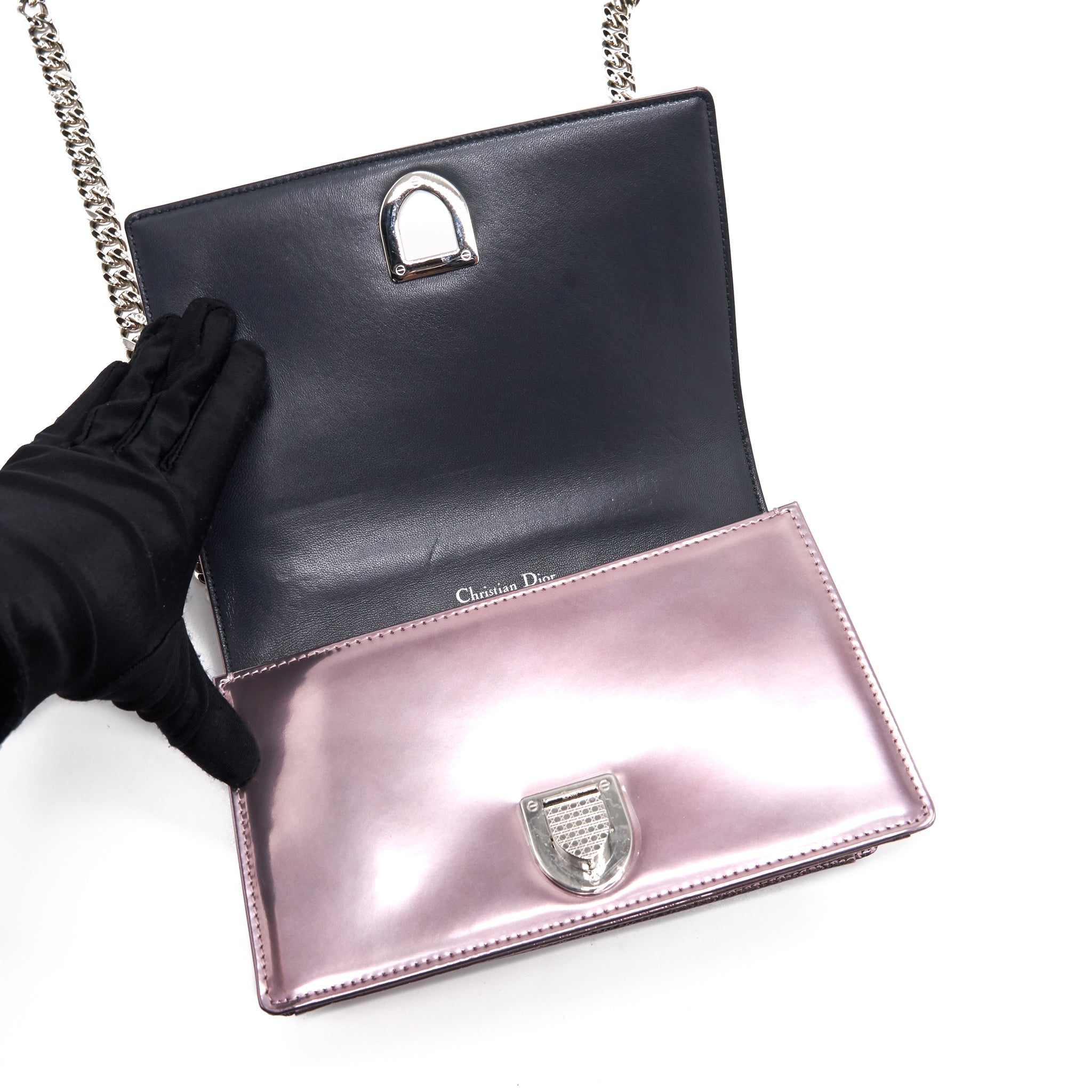 DIOR DIORAMA SMALL METALLIC PINK SHW