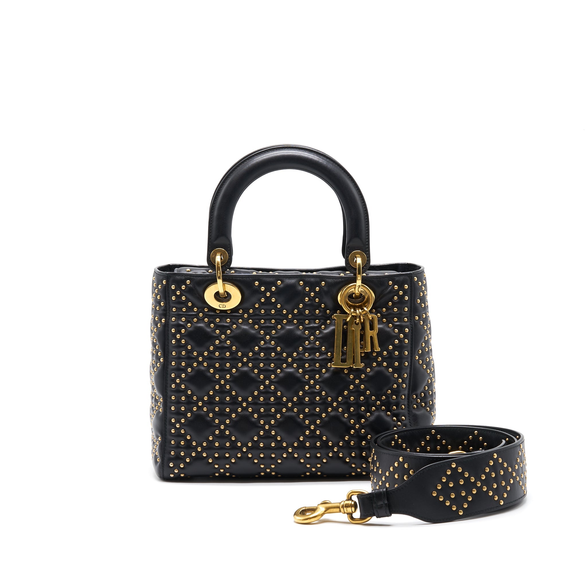 DIOR SUPPLE LADY DIOR STUDDED TOTE BAG