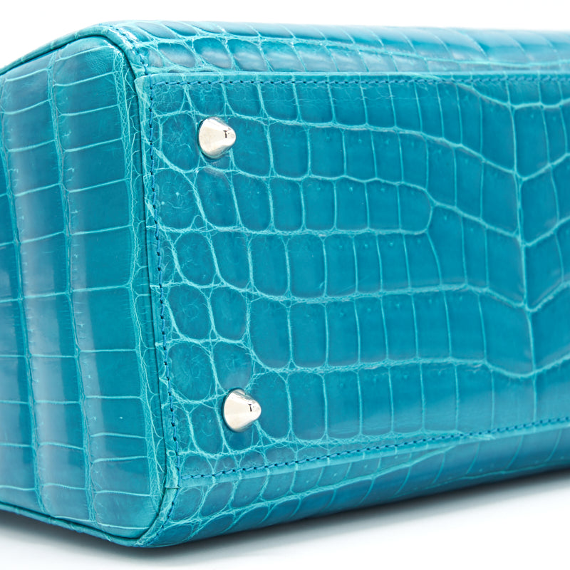 DIOR ALLIGATOR MEDIUM TURQUOISE LADY DIOR TOTE