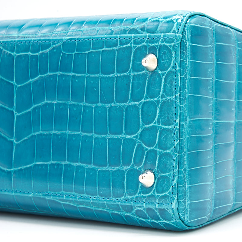 DIOR ALLIGATOR MEDIUM TURQUOISE LADY DIOR TOTE