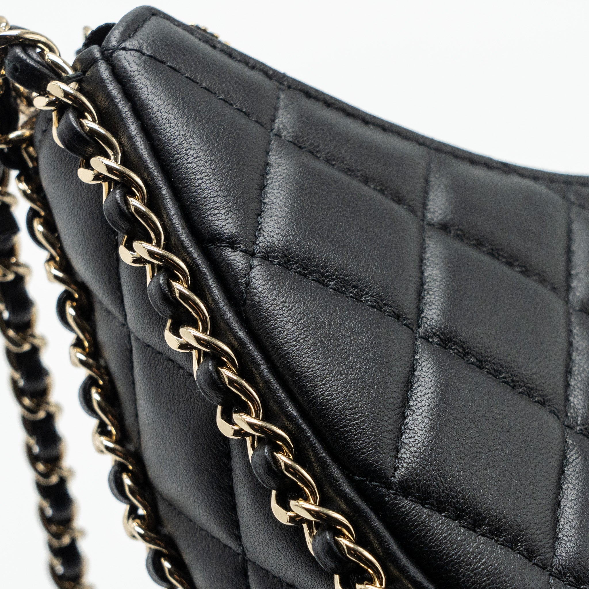 CHANEL SMALL MOON HOBO BAG LAMBSKIN BLACK LGHW (MICROCHIP)