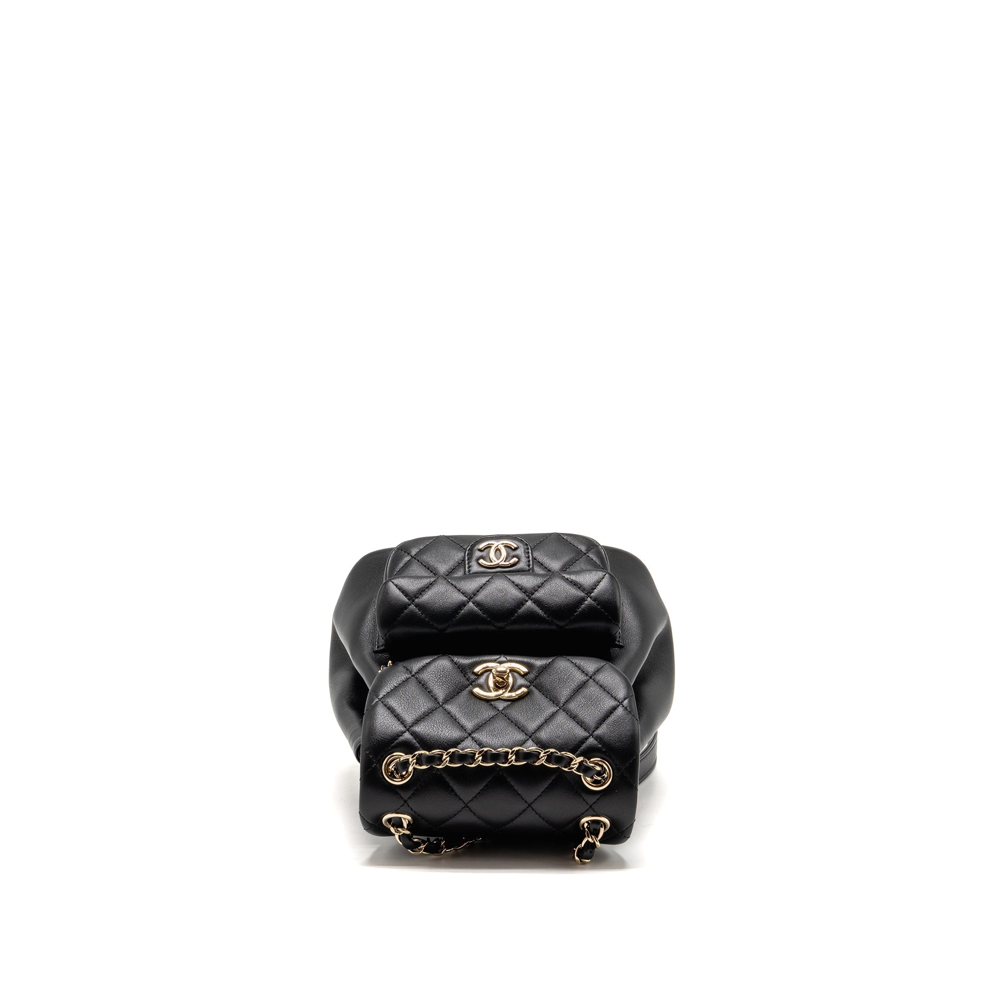 CHANEL MINI DUMA BACKPACK CALFSKIN BLACK LGHW (MICROCHIP)
