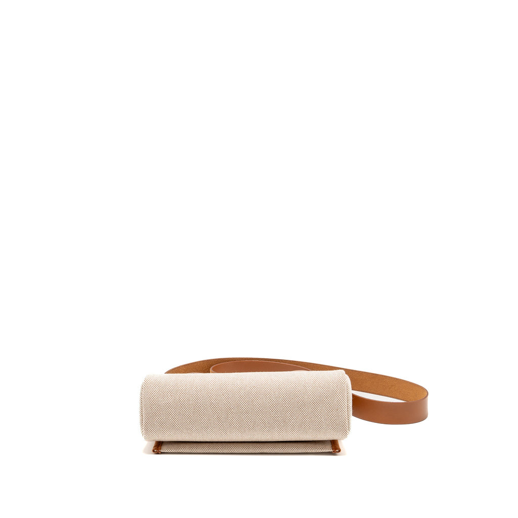 HERMES HERBAG MINI CANVAS/HUNTER LEATHER ECRU-BEIGE/ FAUVE GHW