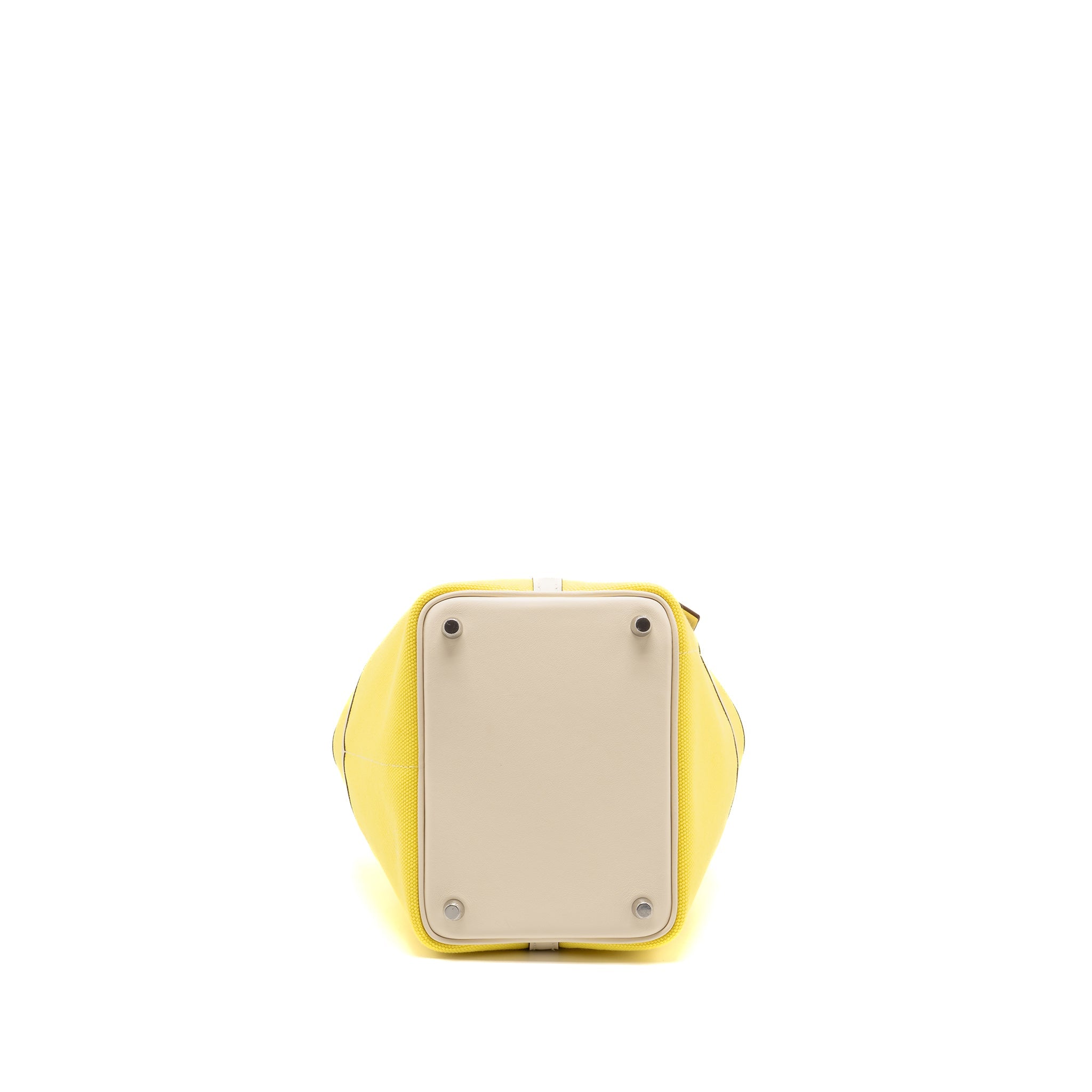 HERMES CARGO PICOTIN 18 LOCK BAG CANVAS/SWIFT JAUNE CITRON/NATA SHW