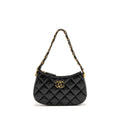 CHANEL 23K 19 HOBO SHOULDER BAG CALFSKIN BLACK GHW (MICROCHIP)