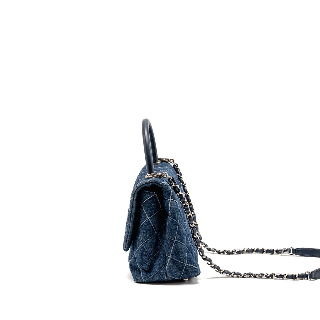 CHANEL MEDIUM COCO HANDLE DENIM/LEATHER BLUE SHW