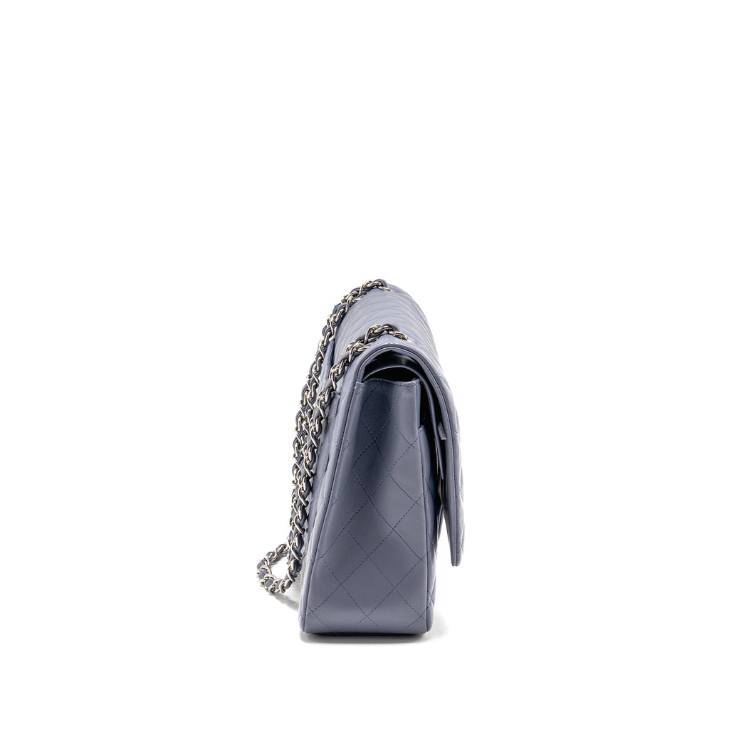 CHANEL MAXI CLASSIC DOUBLE FLAP BAG LAMBSKIN LIGHT PURPLE SHW