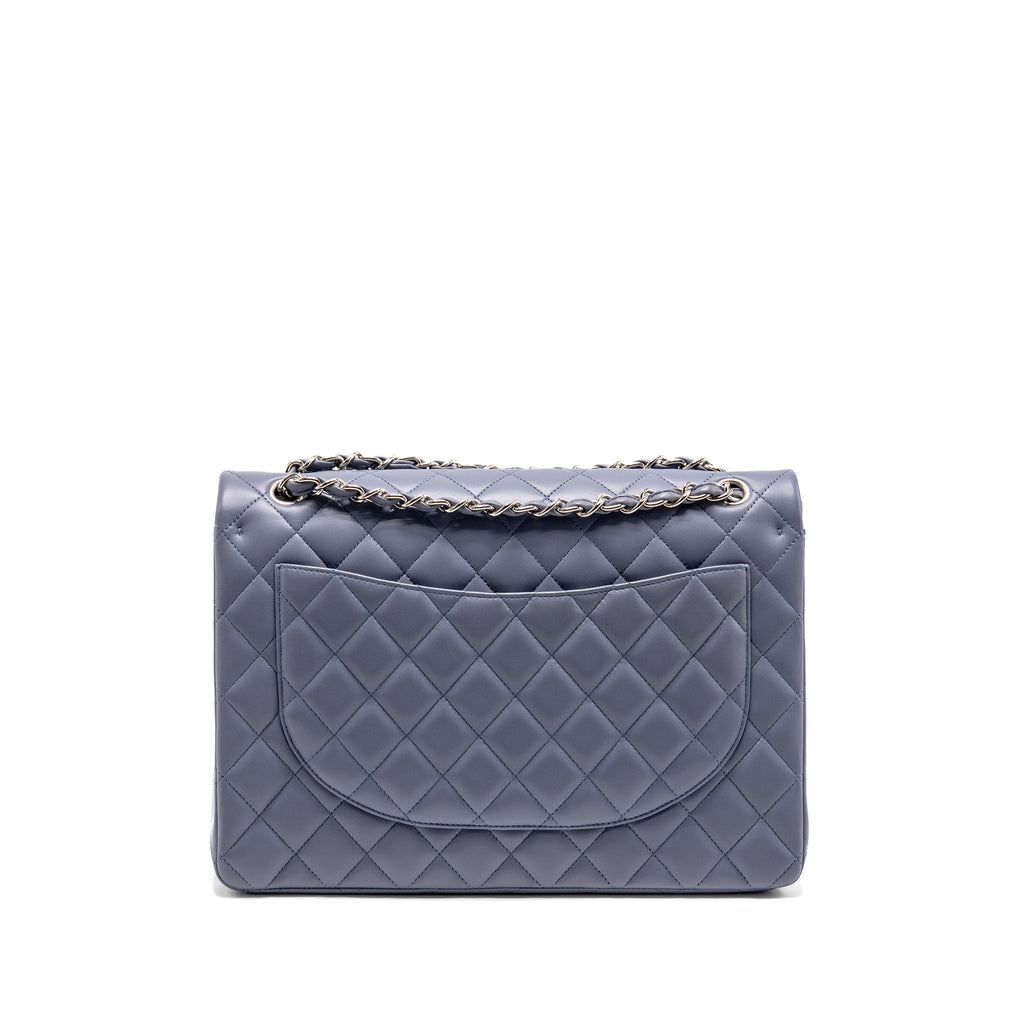 CHANEL MAXI CLASSIC DOUBLE FLAP BAG LAMBSKIN LIGHT PURPLE SHW