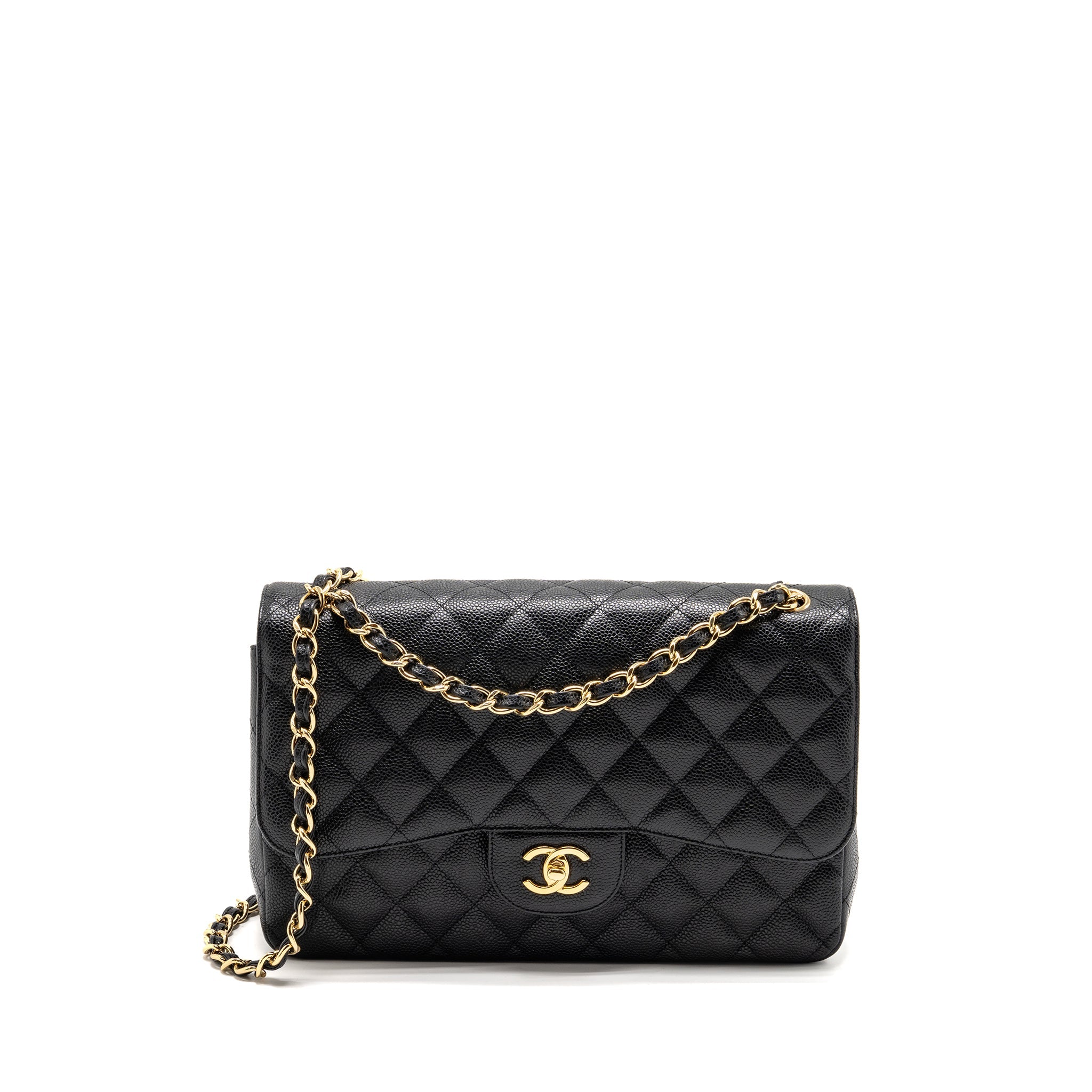 CHANEL JUMBO CLASSIC DOUBLE FLAP BAG CAVIAR BLACK GHW