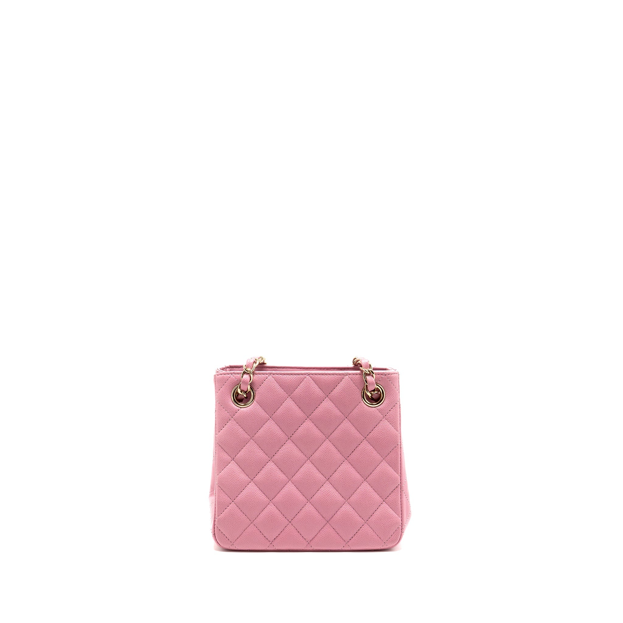 CHANEL MINI BUCKET HOBO BAG CAVIAR PINK LGHW (MICROCHIP)