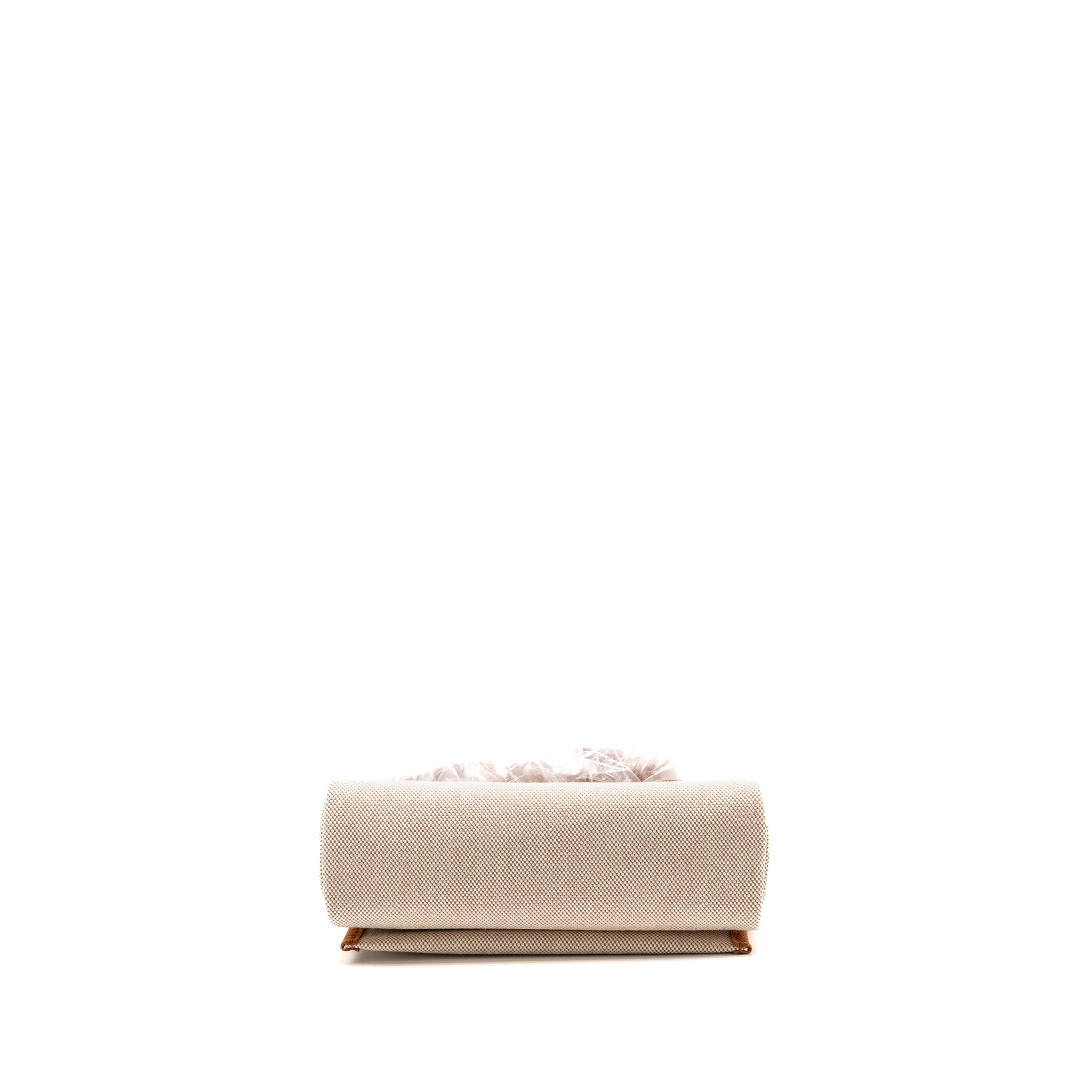 HERMES HERBAG MINI CANVAS/HUNTER LEATHER ECRU/BEIGE/FAUVE GHW