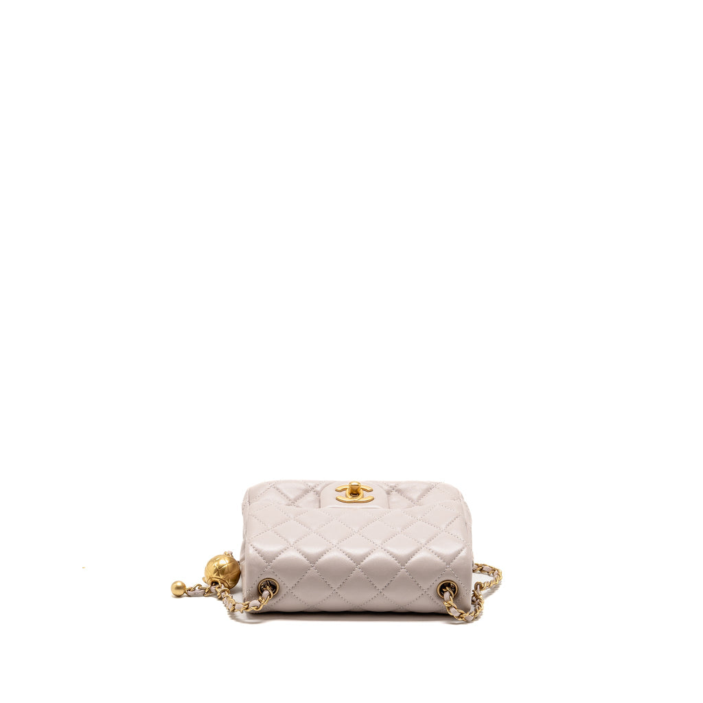CHANEL PEARL CRUSH MINI SQUARE FLAP BAG LAMBSKIN LIGHT PURPLE GHW (MICROCHIP)