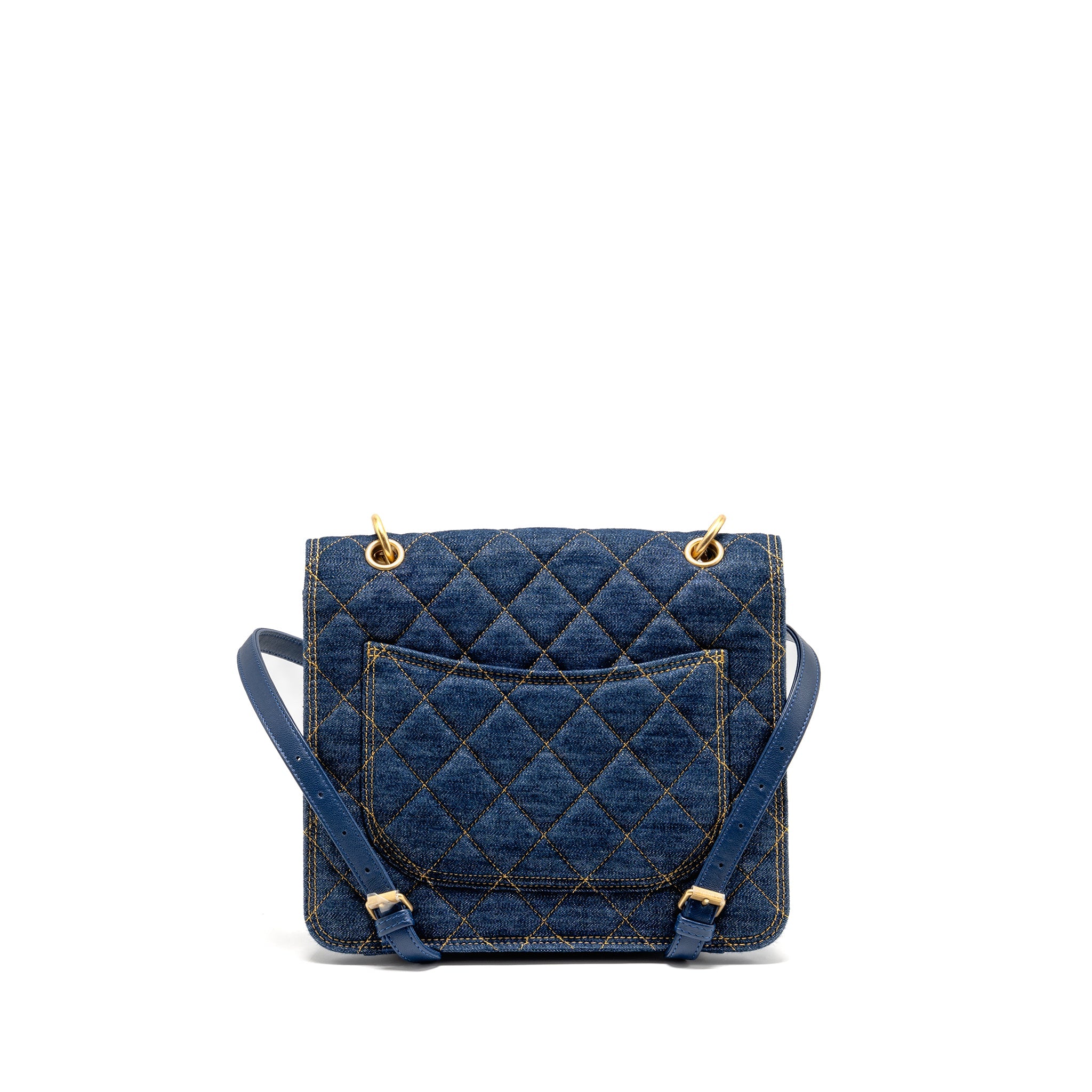 CHANEL 23S FLAP BACKPACK DENIM BLUE GHW (MICROCHIP)