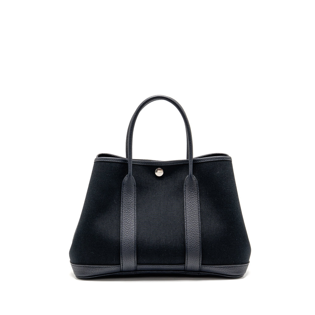 HERMES GARDEN PARTY 30 CANVAS/NEGONDA BLACK/BLUE INDIGO SHW