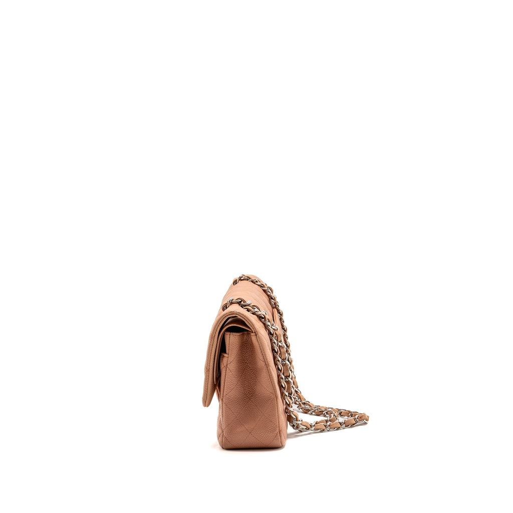 CHANEL MEDIUM CLASSIC DOUBLE FLAP BAG CAVIAR DARK PINK SHW