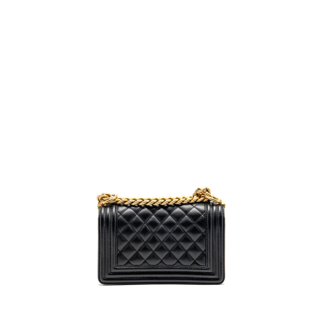 CHANEL SMALL BOY BAG CAVIAR BLACK GHW (MICROCHIP)