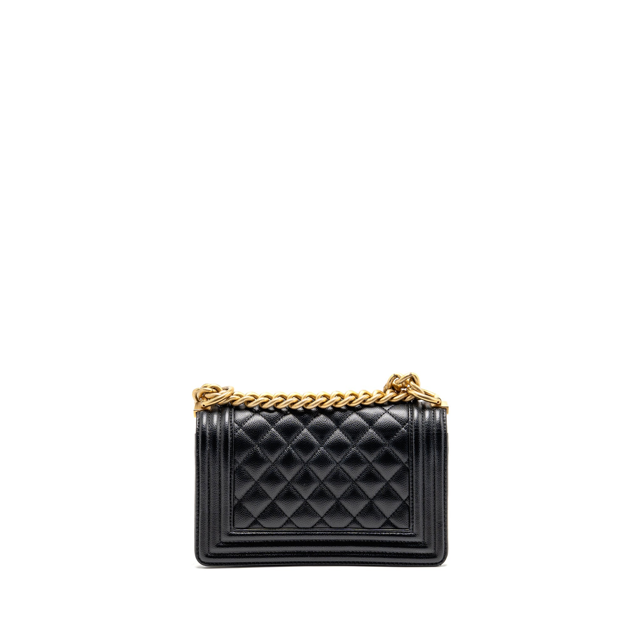 CHANEL SMALL BOY BAG CAVIAR BLACK GHW (MICROCHIP)